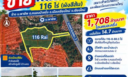 ขายที่ดิน - ขายที่เปล่า 116 ไร่ (ผังสีส้ม ข้าง ม.พายัพ ต.หนองป่าครั่ง อ.เมืองเชียงใหม่ จ.เชียงใหม่)