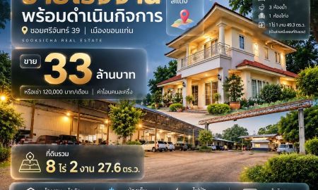 ขาย-ให้เช่าโรงงาน / โกดัง - ขายโรงงานพร้อมดำเนินกิจการ ขอนแก่น ซอยศรีจันทร์ 39 ราคา 33 ล้านบาท เช่า120,000บาท