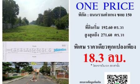 ขายที่ดิน - ขายที่ดินเปล่าแบ่งแปลงขาย ติดถนนรามคำแหงซอย 150