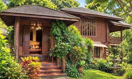 ขายบ้าน - ขายบ้านสวนที่ตั้งอยู่ในแม่แฝกใหม่ จ.เชียงใหม่ มีบ้านไม้ 5 หลัง ในพื้นที่สวนร่มรื่นกว่า 346 ตารางวา พร้อมสายน้ำธรรมชาติที่เชื่อมกับแม่น้ำปิง